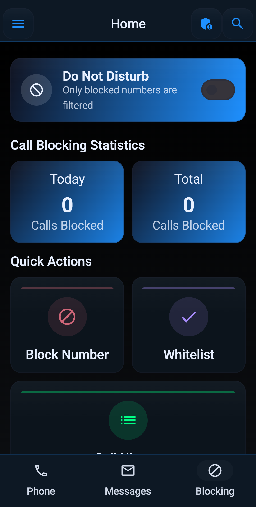 Block Guard app screenshot showing the latest Android UI